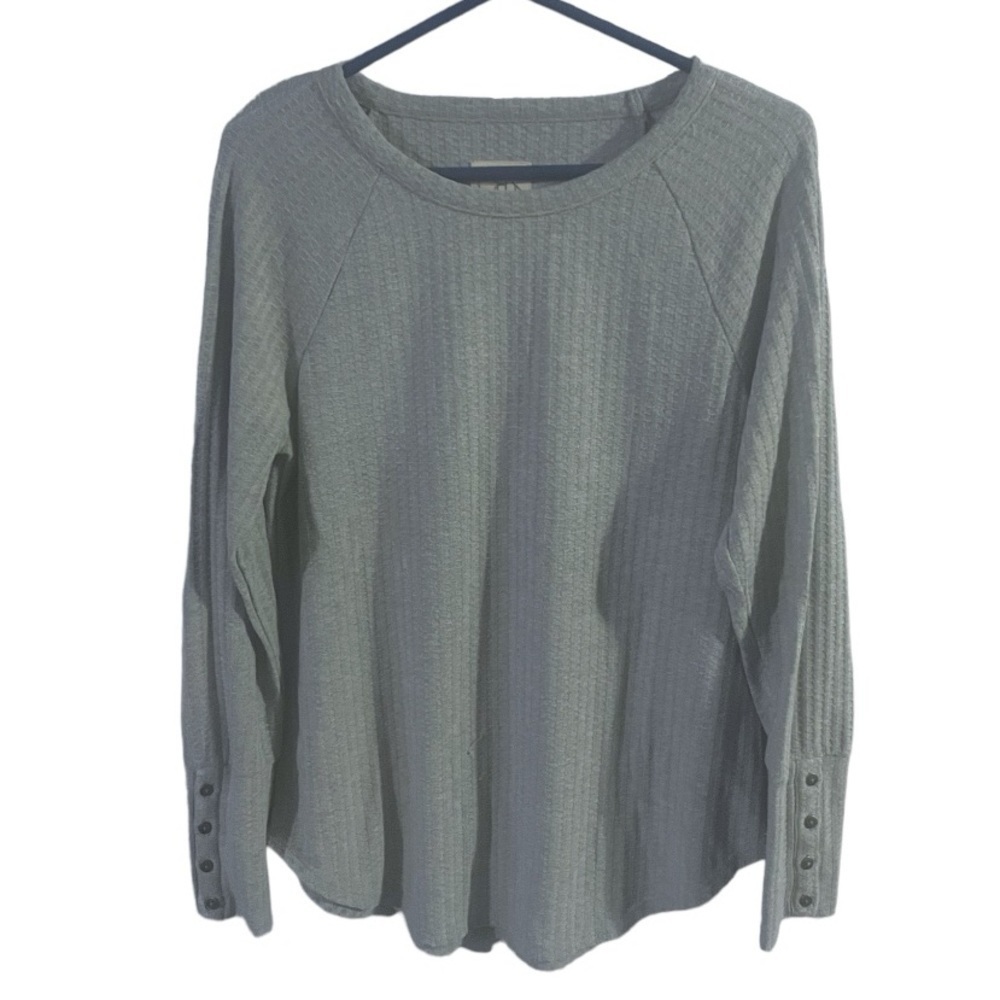 EUC Chasor Womens Long Sleeve Thermal Waffle Shirt Casual Gray L Button Cuff